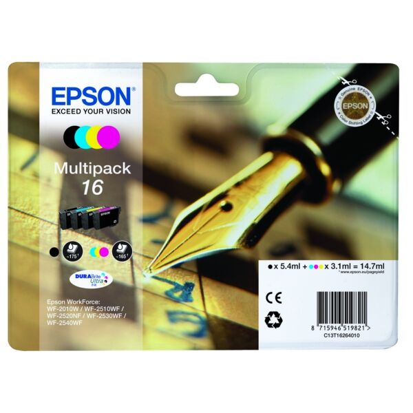 C13T16264012 Original Tintenpatronen Epson 16 (C13T16264012) Viererpack CMYK