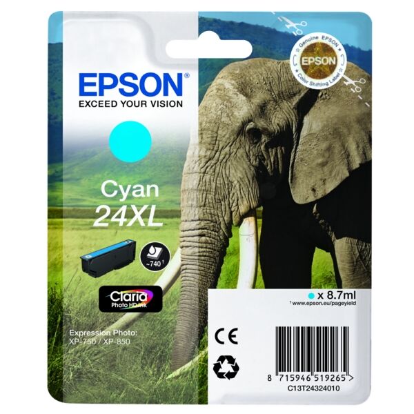 Original Tintenpatrone Epson 24XL (C13T24324012) cyan