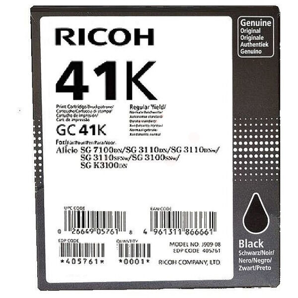 Original Gelkartusche Ricoh GC-41K (405761) schwarz