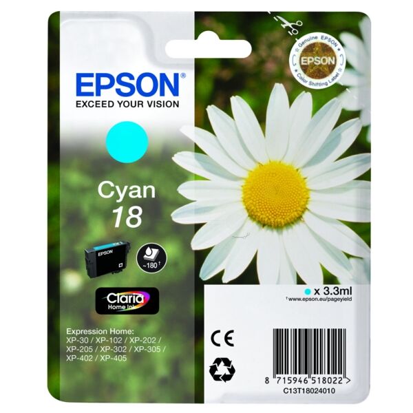 Original Tintenpatrone Epson 18 (C13T18024012) cyan