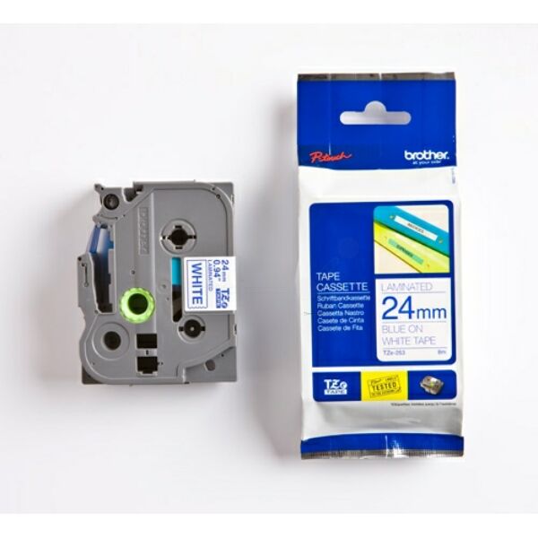 TZE253 Original Schriftbandkassette Brother TZE-253 blau auf weiß