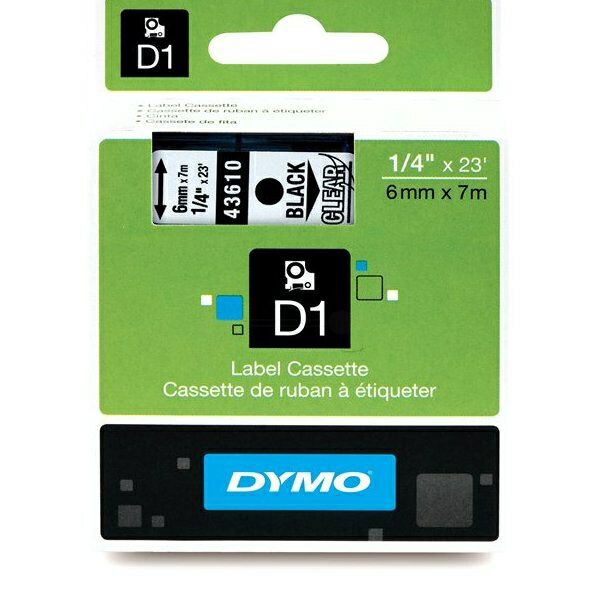 Original Etikettenrolle Dymo S0720770 schwarz auf transparent