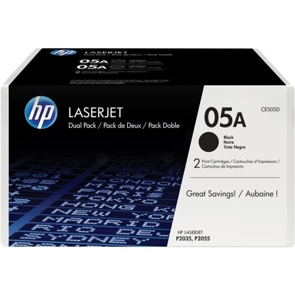 Original Toner HP CE505D (05A) Doppelpack schwarz