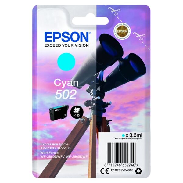 Original Tintenpatrone Epson 502 (C13T02V24010) cyan