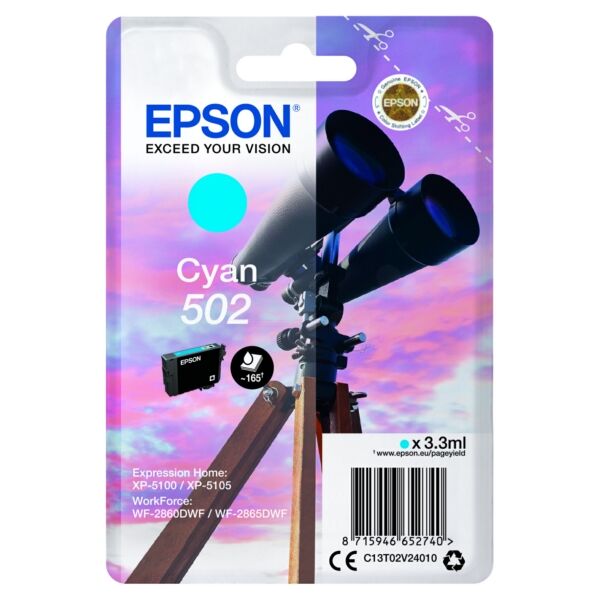C13T02V24010 Original Tintenpatrone Epson 502 (C13T02V24010) cyan