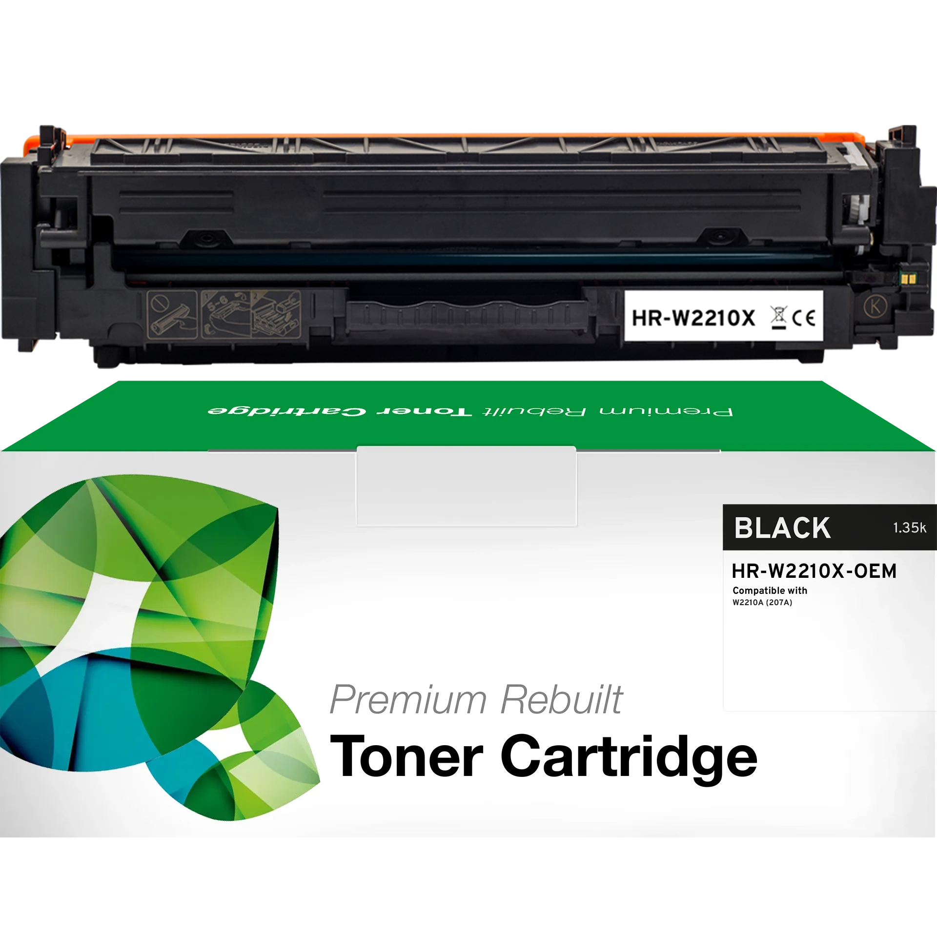 Rem. Toner HP W2210X (207X) OEM Chip schwarz