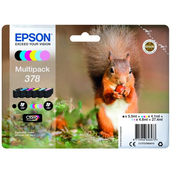 Original Tintenpatronen Epson 378 (C13T37884010) Sechserpack CMYK/PC/PM