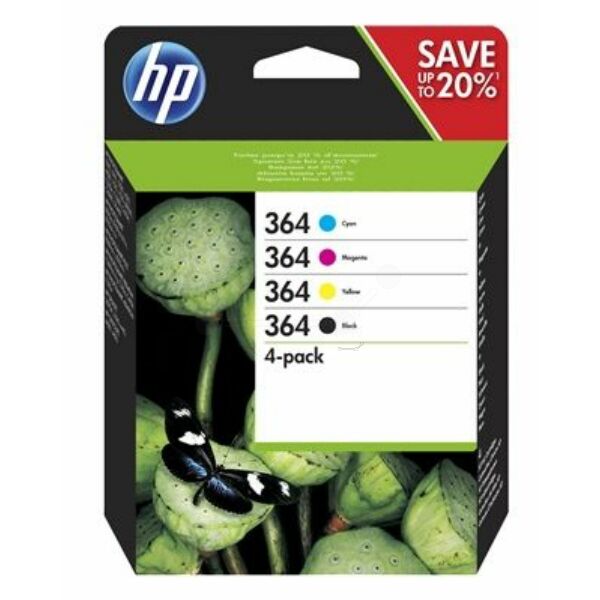 Original Tintenpatronen HP 364 (N9J73AE) Viererpack CMYK