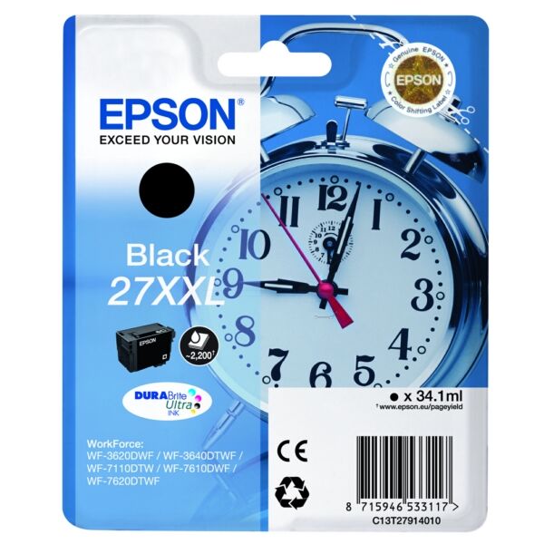 Original Tintenpatrone Epson 27XXL (C13T27914012) schwarz