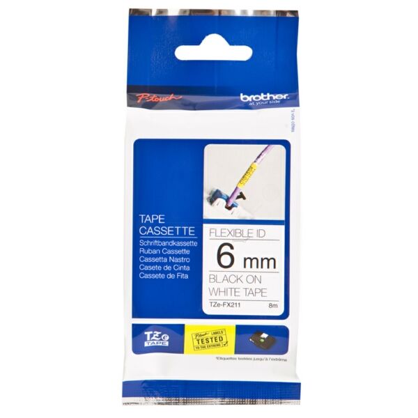 TZEFX211 Original Schriftbandkassette Brother TZE-FX211 schwarz auf weiß