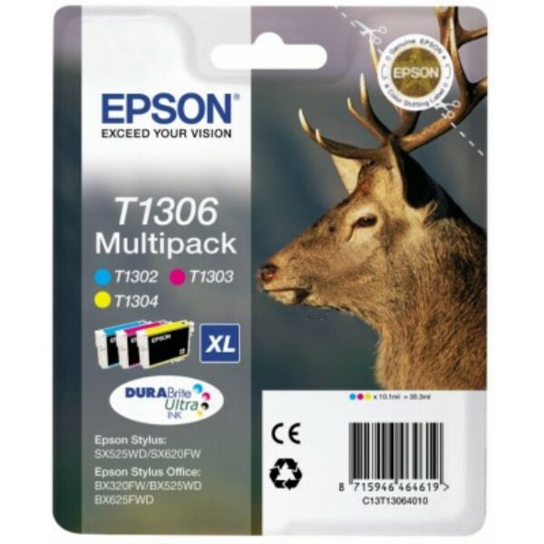 Original Tintenpatronen Epson T1306XL (C13T13064012) Dreierpack CMY