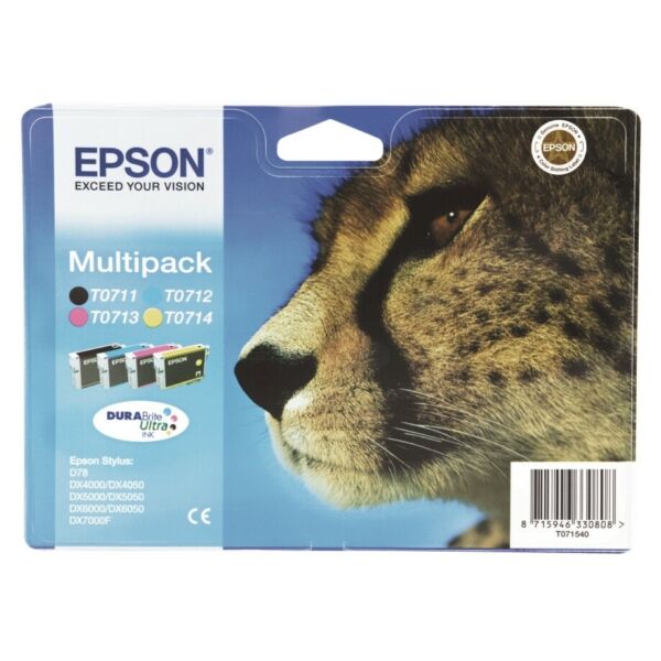 Original Tintenpatronen Epson T0715 (C13T07154012) Viererpack CMYK