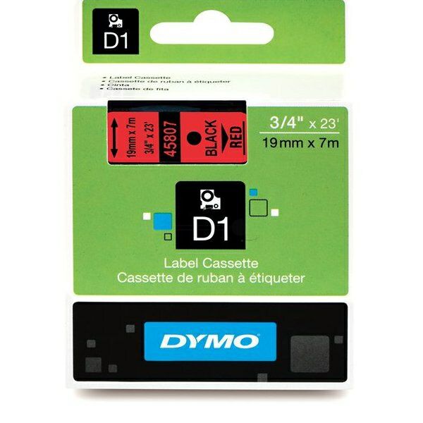 Original Etikettenrolle Dymo S0720870 schwarz auf rot