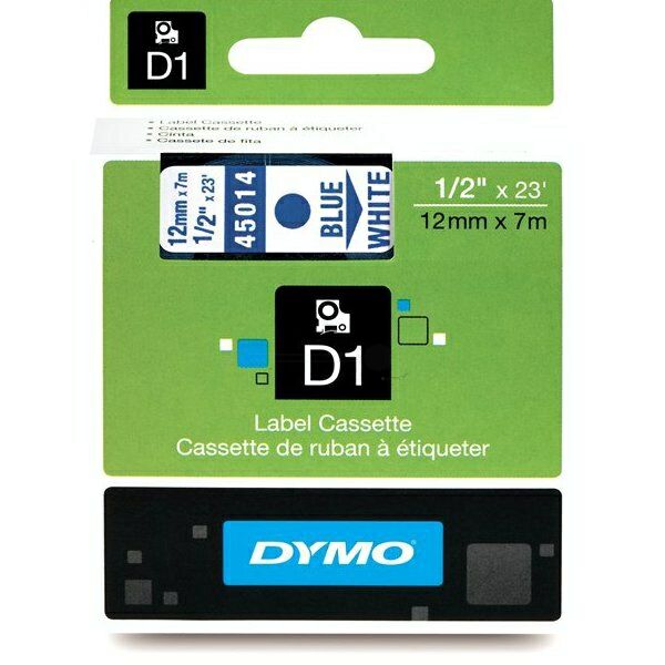 S0720540 Original Dymo D1 Schriftband S0720540 – 12mm x 7m – Blau auf Weiß – Etikettenband für LabelManager