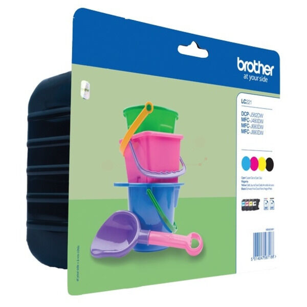 Original Tintenpatronen Brother LC-221 (LC-221VALBPDR) Viererpack CMYK