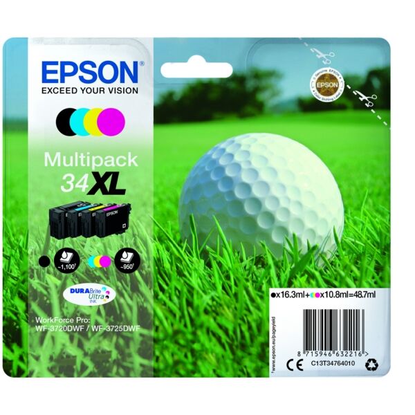 Original Tintenpatronen Epson 34XL (C13T34764010) Viererpack CMYK