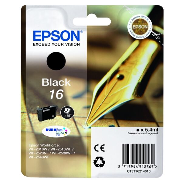 C13T16214012 Original Tintenpatrone Epson 16 (C13T16214012) schwarz