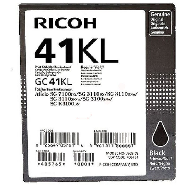 Original Gelkartusche Ricoh GC-41KL (405765) schwarz