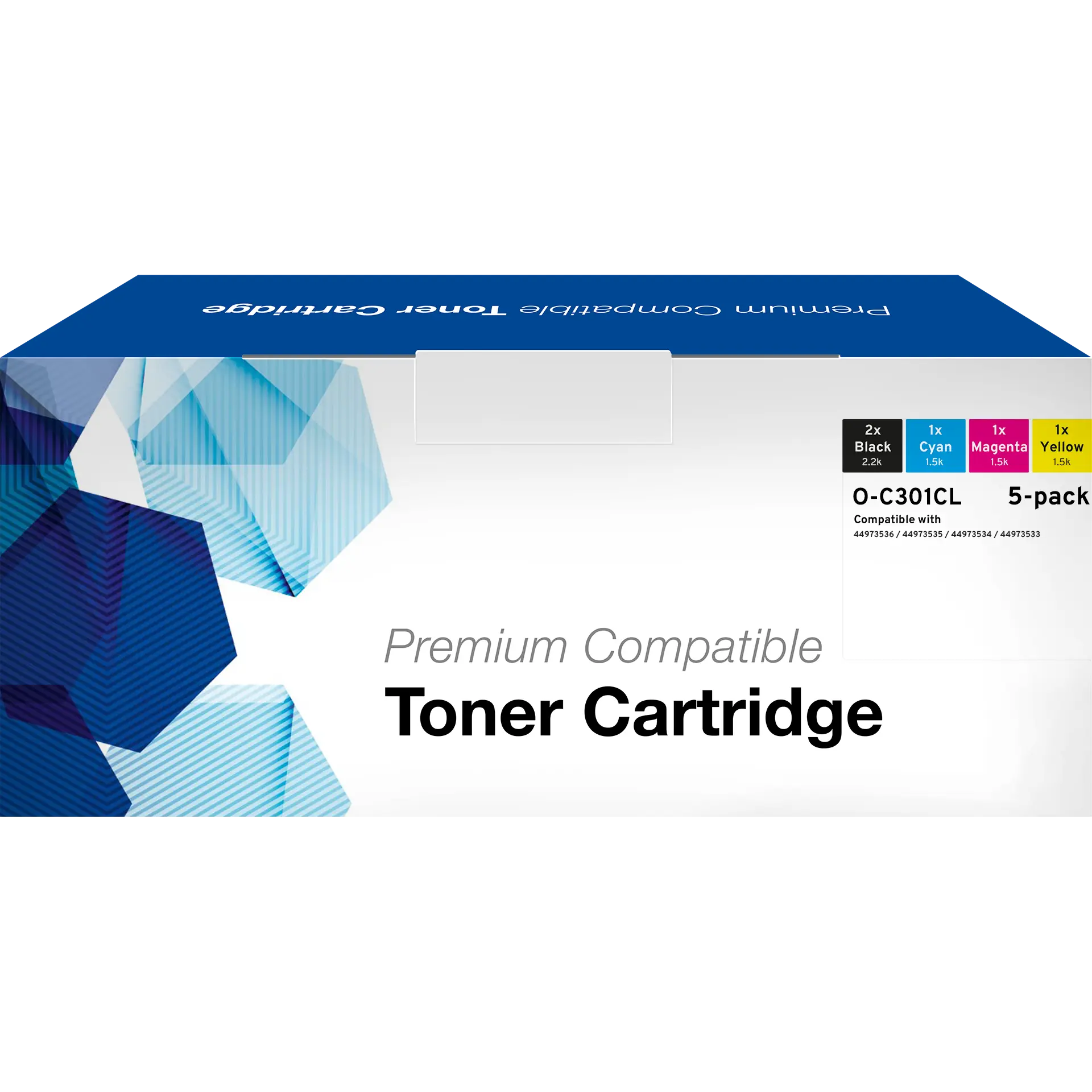 Toner, kompatibel zu OKI (44973536) (44973535) (44973534) (44973533) Fünferpack CMYK +1BK