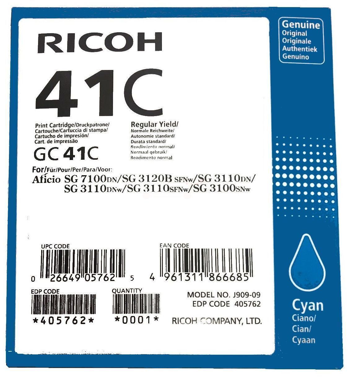 Tinte / Ricoh - 405762 / GC-41C