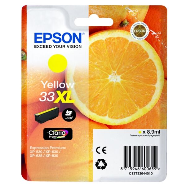 Original Tintenpatrone Epson 33XL (C13T33644012) gelb