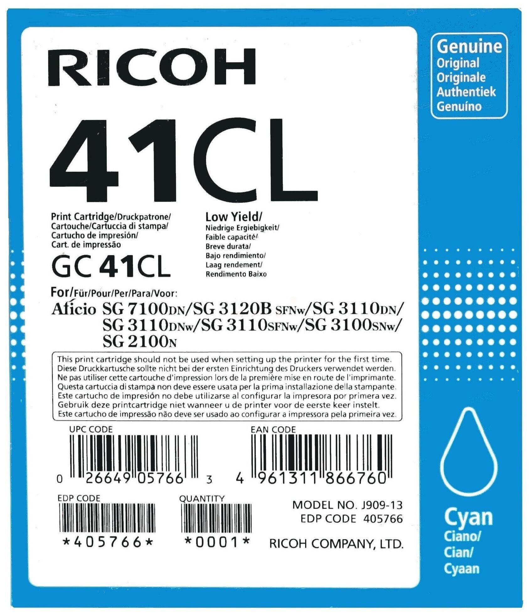 Tinte / Ricoh - 405766 / GC-41CL