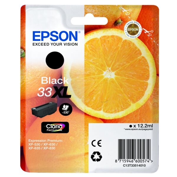 Original Tintenpatrone Epson 33XL (C13T33514012) schwarz