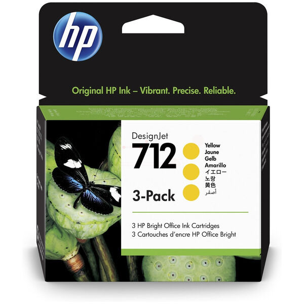 Original Tintenpatronen HP 712 (3ED79A) Dreierpack gelb