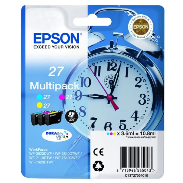 Original Tintenpatronen Epson 27 (C13T27054012) Dreierpack CMY