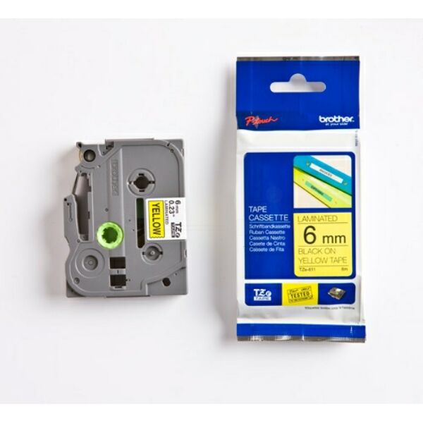 TZE611 Original Schriftbandkassette Brother TZE-611 schwarz auf gelb