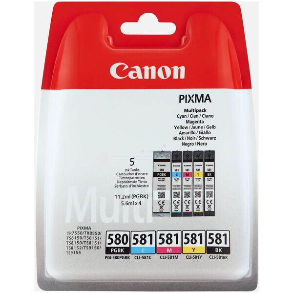 2078C005 Original Tintenpatronen Canon PGI-580/CLI-581 Multipack C/M/Y/PGBK/BK (2078C005)