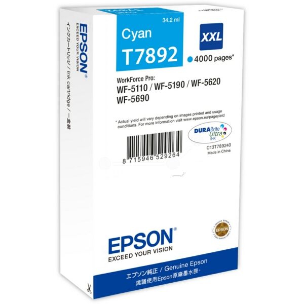 Original Tintenpatrone Epson T7892XXL (C13T789240) cyan