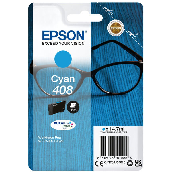 Original Tintenpatrone Epson 408 (C13T09J24010) cyan