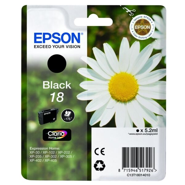 Original Tintenpatrone Epson 18 (C13T18014012) schwarz