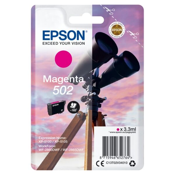 C13T02V34010 Original Tintenpatrone Epson 502 (C13T02V34010) magenta
